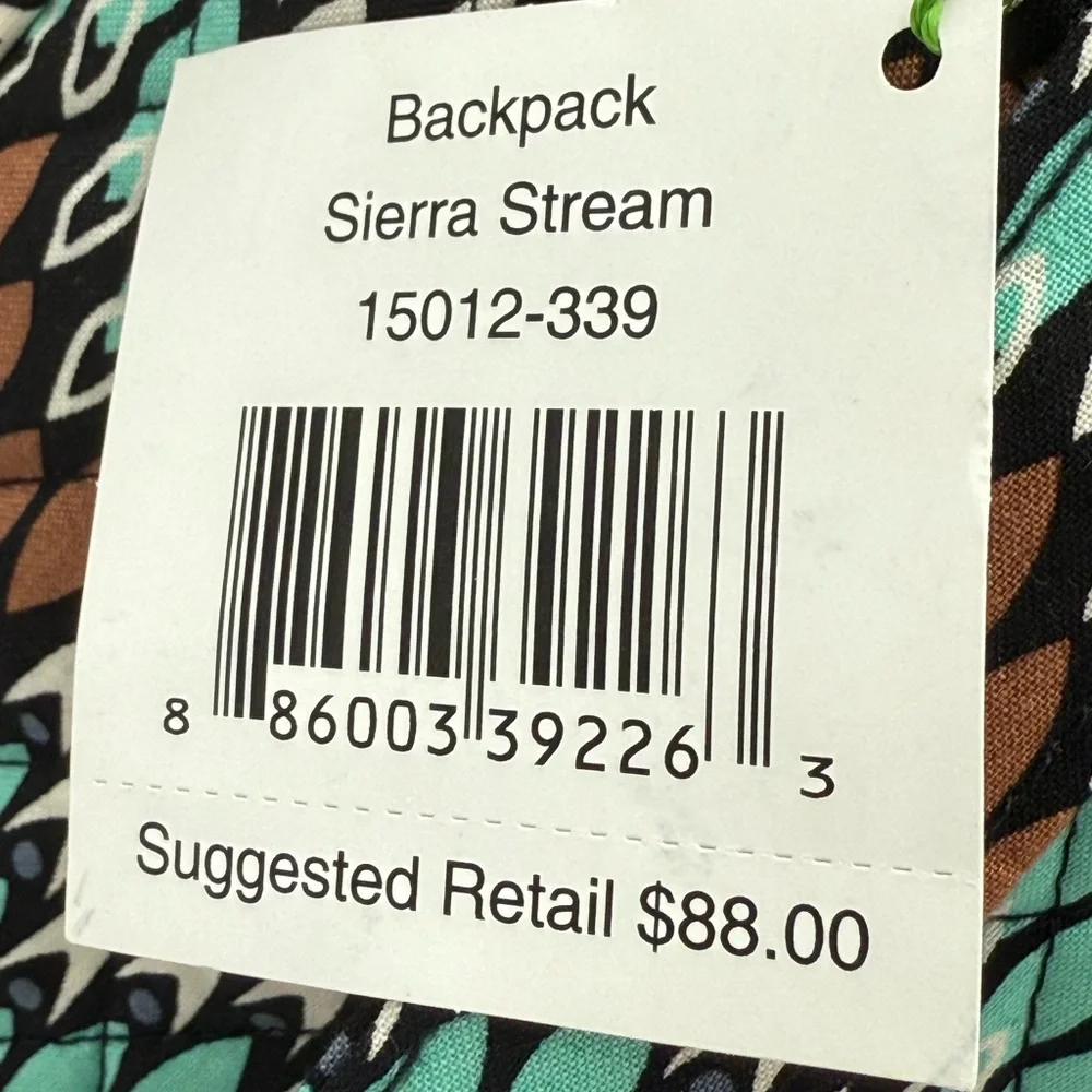 Vera Bradley Sierra Stream Stylish Brown and Green Patterned Women's Backpack